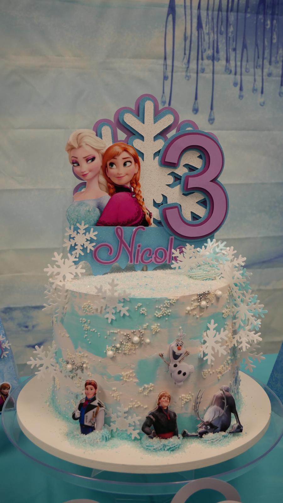 Personalized Frozen Elsa and Anna acrylic cake topper with name Nicole and number 3