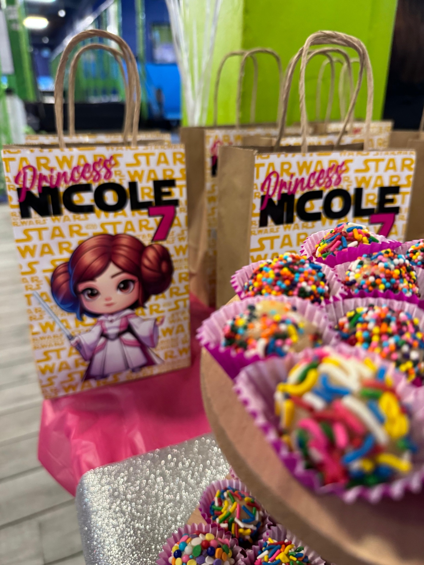 Custom Star Wars Princess party favor bags with personalized name for kids birthday