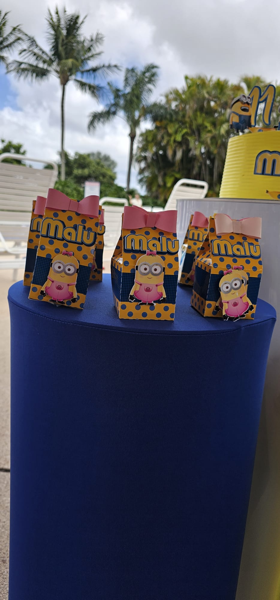 Custom Minions girl-themed personalized milk-carton favor boxes for kids birthday party