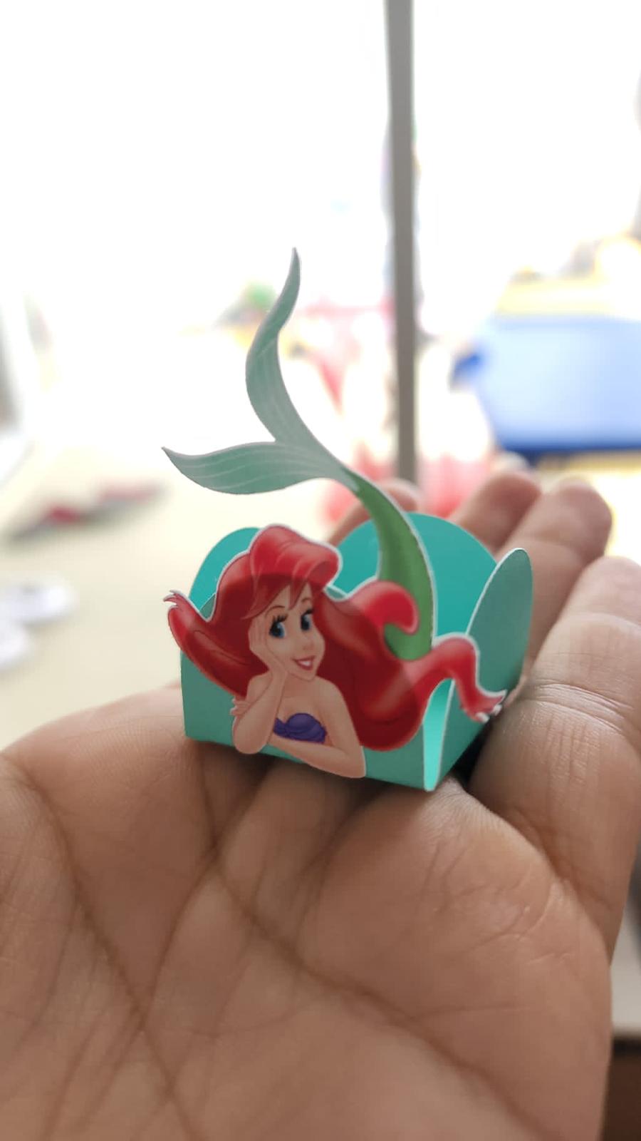 Custom Ariel Little Mermaid printed cupcake wrappers for themed birthday dessert table